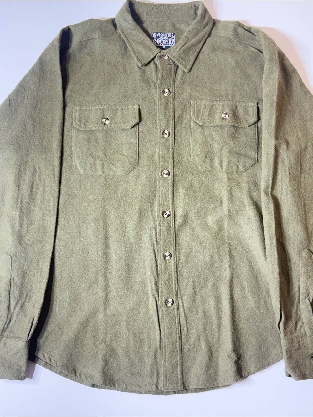 Men's Olive Button-Front Shirt Jacket